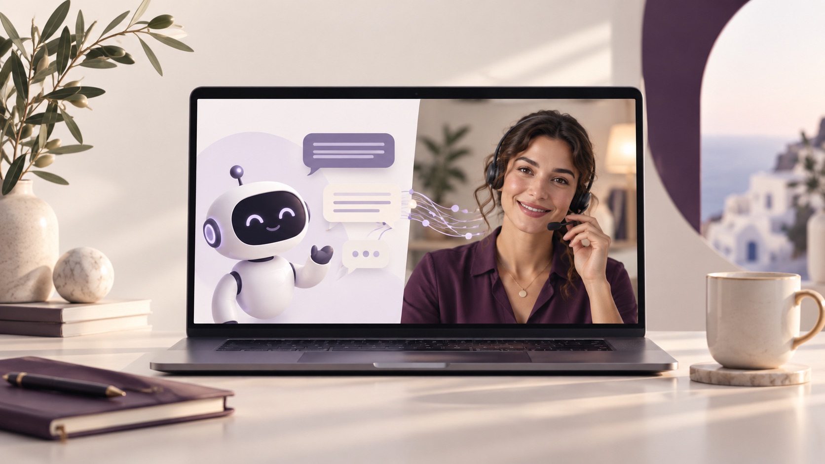 AI chatbot και άνθρωπος συνεργάζονται για την εξυπηρέτηση ενός πελάτη
